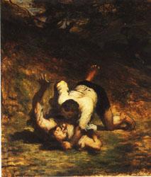 Honore  Daumier The Thieves and the Donkey oil painting picture